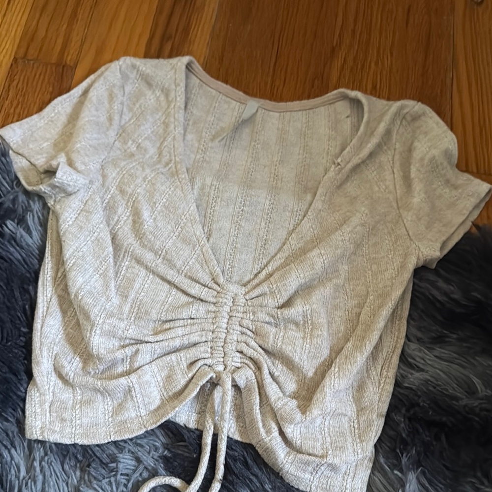 Stylish Cream Ruched Women's Top